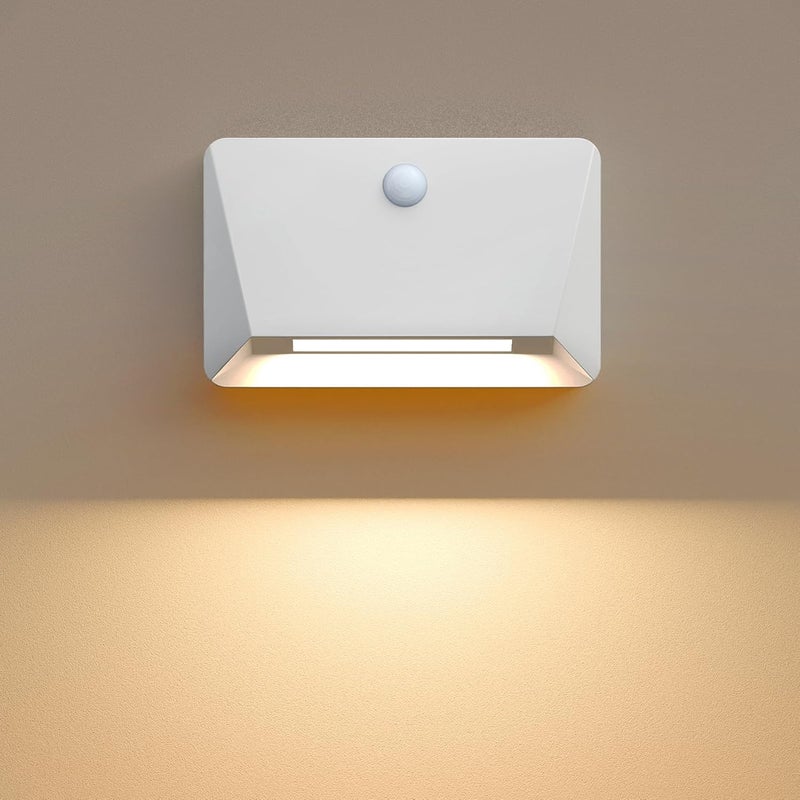 UUFFOO Rechargeable Motion Sensor Wall Light, Magnetic Linkage Multi-Sensor Stair Lights with 3 Brightness Levels, Wireless Battery Operated Indoor Wall Lamp for Closet Bedroom Hallway(White) - Image 1